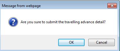 Klik butang Submit di bahagian bawah skrin Traveling Advancement Application Form seperti yang ditunjukkan di Rajah 1.