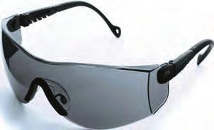 9% UVA/UVB Protection Impact resistent polycarbonate lens that meets EN166:2001 F Frameless ultra-lightweight design. No-brow design increases upward and peripheral vision.