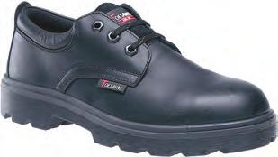 Steel toe cap. Padded collar. PU dual density sole. Oil and chemical resistant sole. Shock absorption. Anti-static. Safety rating S1P.