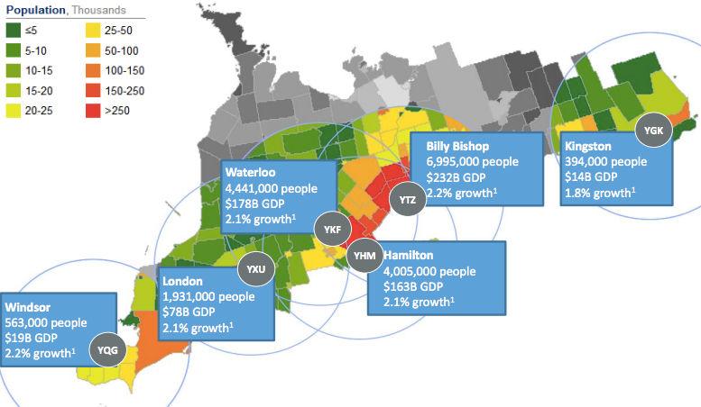 Page 4 Southern Ontario Secondary Airport Catchment Areas Source: C4SE Economic Model, McKinsey, Company In 2016, YHM reported that 333,368 passengers had flown to and from YHM, against total