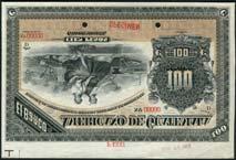 signatures below, reverse brown (Pick 111s, 112s, 113s, 114s, 115s), good extremely fine, scarce (5) US$800-1,200 301 El Banco Americano de Guatemala, 100 pesos (2), 2 November 1914, red serial