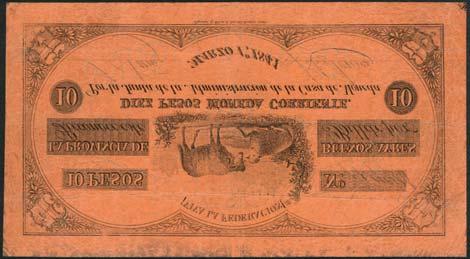 January 12, 2018 - NEW YORK 11 Casa de Moneda, Argentina, 10 pesos, 1 March 1841, manuscript serial numbers, black on