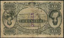 with a few smaller repairs, also very good, both rare (2) US$600-800 401 Banco Ingles del Rio de la Plata, Montevideo, 10 pesos, 1 May 1885, serial number A58703, black on yellow