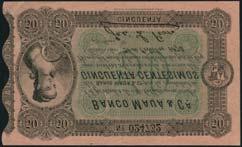 Banco Maua & Cia, Montevideo, 50 centismos, 26 October 1875, serial number 024732, black and green on pink paper,