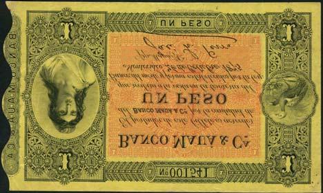 attractive and scarce US$500-700 415 Banco Maua & Cia, Montevideo, 50 centismos, 3 January 1876, serial number 248987, black and