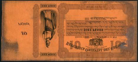 THE ANDEAN COLLECTION OF SOUTH AND CENTRAL AMERICAN BANKNOTES 443 Republica Oriental del Uruguay, 1 peso, 4 May 1870, serial
