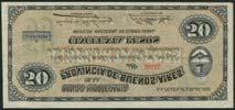 THE ANDEAN COLLECTION OF SOUTH AND CENTRAL AMERICAN BANKNOTES 32 Banco Hipotecario de la Provincia de Buenos Aires, 5 and 20 (2) centavos, and 5 and 50 (2) pesos, July 1891, black on coloured