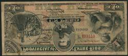 THE ANDEAN COLLECTION OF SOUTH AND CENTRAL AMERICAN BANKNOTES 42 Banco Provincial de Cordoba, remainder 20 pesos, 1 January 1889, serial number 022986, black on red and