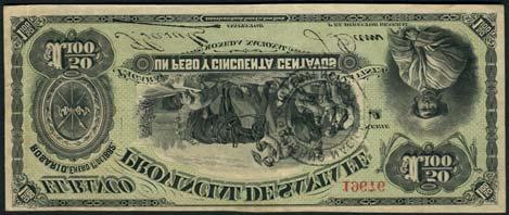 January 12, 2018 - NEW YORK 50 El Banco Provincial de Santa Fe, 1½ pesos, 1 January 1882 (1885), serial number A19676, black on green underprint, arms at