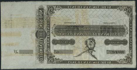 in this grade US$400-500 122 Imperio do Brasil, 2 mil reis, 1 June 1833, Estampa 1, serial number 42785, black and white,