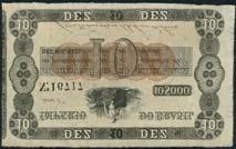 THE ANDEAN COLLECTION OF SOUTH AND CENTRAL AMERICAN BANKNOTES 129 Imperio do Brasil, proof 2000 reis on card, 13 serie, ND (ca 1830 s), serial number 91132,