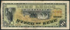 Rere, Chile, remainder 10 pesos, 189- (1890), serial number 18560, black on green and yellow underprint, Minerva with starred shield
