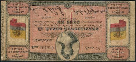 September 1899 (Pick S805), multiple pinholes, a presentable very good and rare US$600-800 223 El Banco de Sogamoso, 5 pesos, 28 October 1882, blue