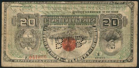 annotation in margin on reverse, almost fine and rare US$2,000-2,500 237 Republica de Colombia, consecutive 1 peso (2), Bogota, April 1904, serial numbers