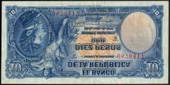 also 25 pesos, April 1904, serial number 1577052, grey and pink, Caldas at left, 50 pesos (2), April 1904, black and green, General Santander at left, arms at centre, plantation at right, also 100