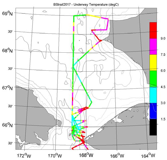 PRELIMINARY INTERANNUAL COMPARISONS FROM BERING STRAIT 2017 MOORING DATA Although post-cruise calibrations and extensive data quality control are still to be performed, it is