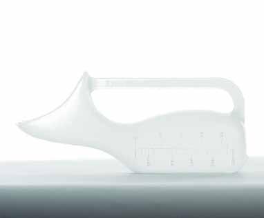 Female Urinal A clear plastic bottle anatomically designed specifically for women to allow hygienic use.