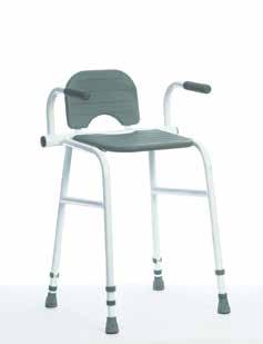 Perching Stool with Arms An adjustable height perching stool with a sloping seat for comfort. Designed to allow the user to work whilst perched.