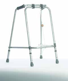 Made from lightweight aluminium Height adjustable Available with or without wheels Name 7374C Folding Walking Frame Handgrip height: 795mm 863mm (31" 34"). Max width: 610mm (24").