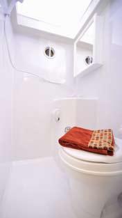 Adventurer bathrooms are spacious and designed for easy care and ease of use.