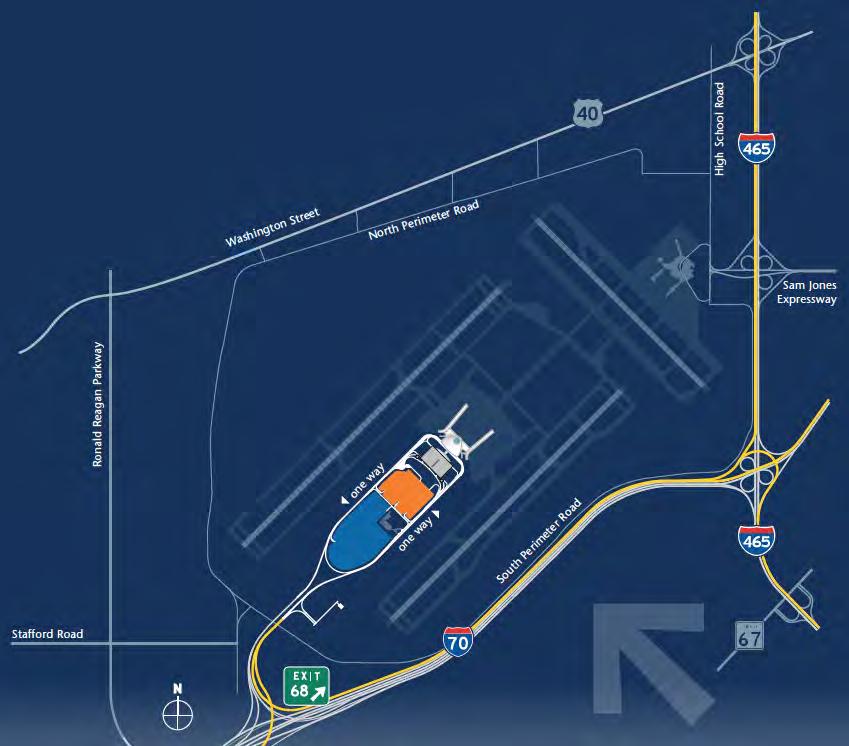 Indianapolis International Airport New midfield terminal with 2 concourses on greenfield site Opened November