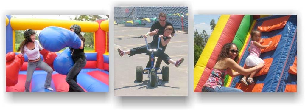 ATTRACTIONS & INFLATABLES I (CHOOSE ONE) BOUNCER WACKY TRIKES TEMPORARY TATTOO BOOTH KARAOKE EVENT PHOTOGRAPHER GLITTER TATTOO ARTIST SPIN ART Kids of all ages love our inflatable bounce-house of fun!