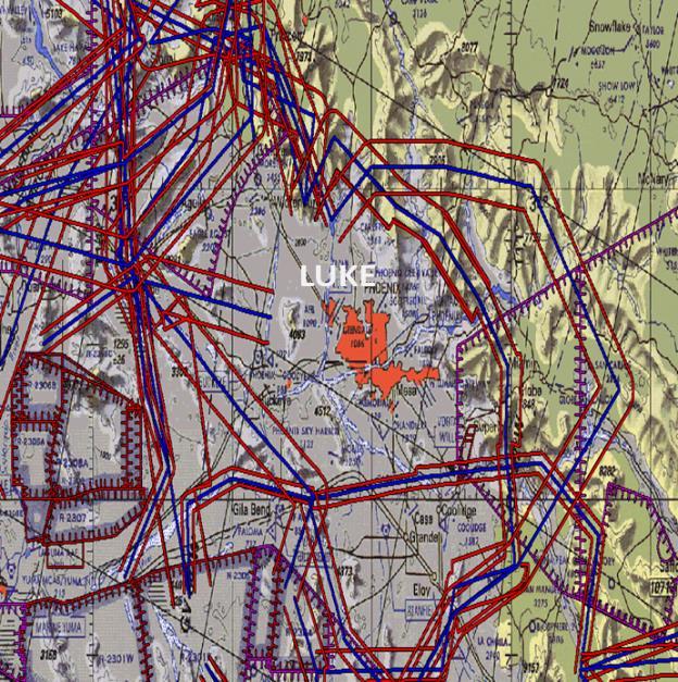Luke AFB - MACA Program Page 4 Military Training Routes MILITARY TRAINING ROUTES: LOW ALTITUDE NAVIGATION AND TACTICAL TRAINING AT AIRSPEEDS IN EXCESS OF 400 KNOTS (NORMAL 450-550), BELOW 10,000 FT
