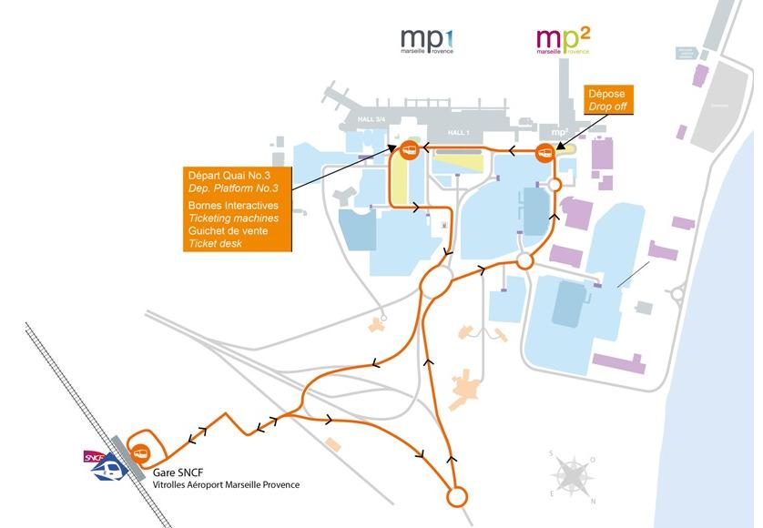 From Marseille Provence Airport (MRS), Marignane: From the Marseille Provence Airport, you can travel to the tour starting point combining a short shuttle bus ride and train from the Vitrolles