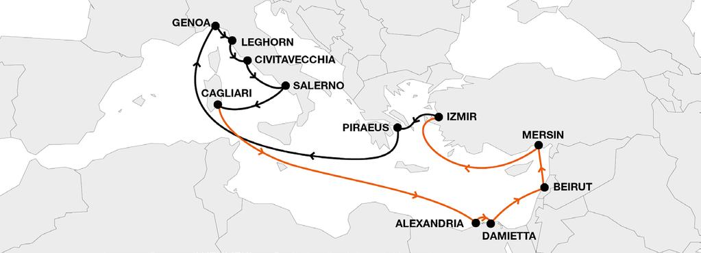 Mediterranean Short Sea LEX Levante Express Weekly direct service Connectivity to HL global network via Egypt and Piraeus especially dedicated to Eastern Hemisphere