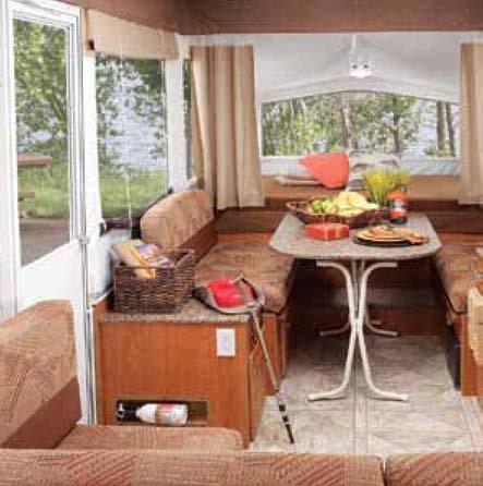 non-sliding dinette cushions offer comfort and easy cleanup. Starcraft camping trailers simply give you more of what you need.