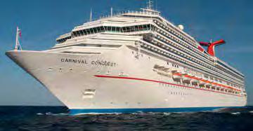 Carnival Conquest Guests: 2,984 Gross Tons:110,000 Length: 953 Beam: 119 5-Day Eastern Caribbean Ports Nassau, Half Moon Cay, Grand Turk 2015 Jun. 8; Jul. 20; Aug. 31; Sep.