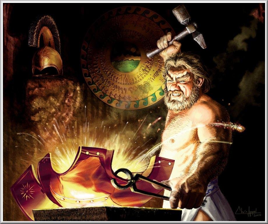 Hephaestus God of fire, Volcanoes, and the forge Symbols include fire, anvil, and axe