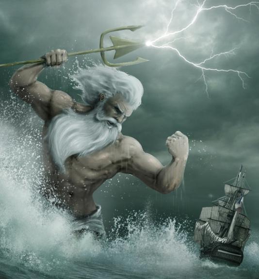 Poseidon God of the sea symbol was the trident built an underwater palace