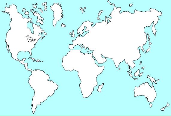 3.- Color the map of the world according to the names of continents and oceans.