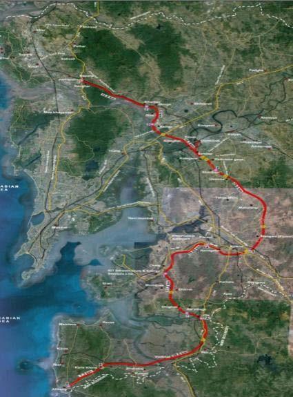 From Virar to Alibaug Length -126 km Right of Way of 100 m Multi Modal Corridor 4+4 lanes (including BRT) Metro