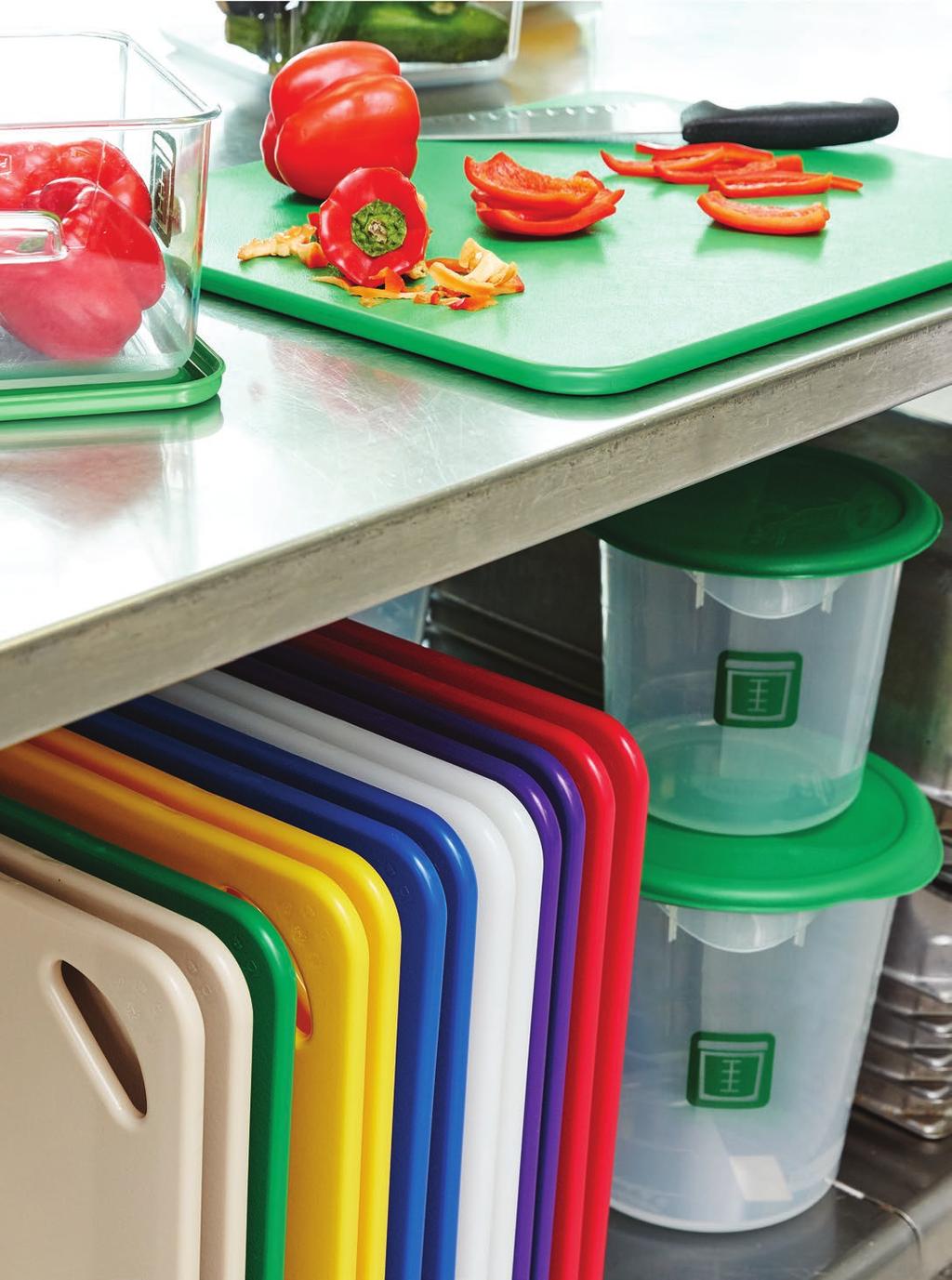 SAFELY MANAGE YOUR FLOW OF FOOD From storage to prep tools, you'll have what you need to help minimize cross-contamination through four stages of the flow of food.