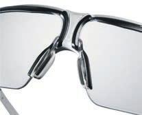 coating on both sides of the lenses Individually adjustable, flexible nose bridge Screwless lens holder provides a