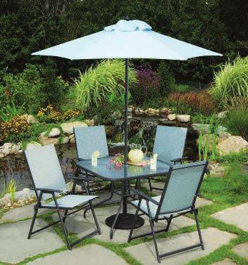821766 $219.99 Umbrella stand sold separately - see page 42 for umbrella selections. 6-Pc. Set Includes: 4 FOLDING CHAIRS 22.