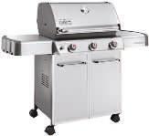 3 stainless steel burners. Porcelain Flavorizer bars. Stainless steel cooking grates and work surface. Tool hooks. 819369 $549.00 Model #46500401 GENESIS E-310 LP GAS GRILL 38,000 BTU, 637 sq. in.