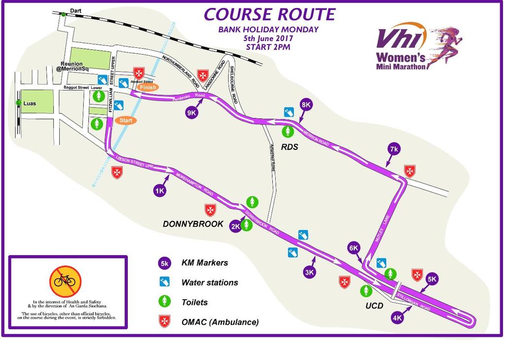 Dublin Bus Diversions 2017 Monday June 5 th 2017 VHI WOMEN S MINI MARATHON ROUTE DIVERSIONS Route 4 & 7 From 1330 to 1530 hrs Normal route to Rock Road then divert right at Merrion gates onto Strand