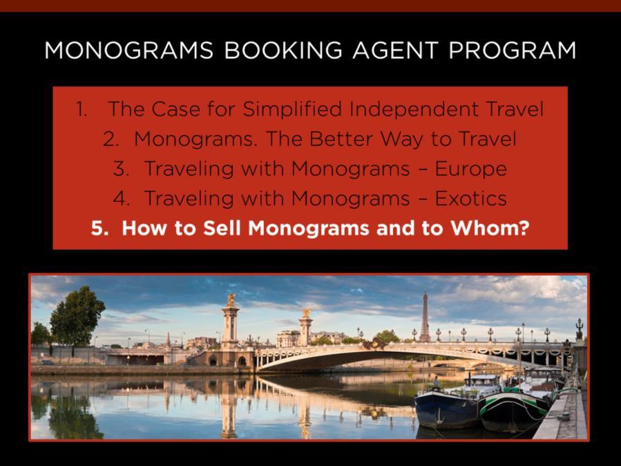 As you ve learned, Monograms operates like a well oiled machine in our exotic locations as well, from getting your clients to their inside visits to included breakfast daily.