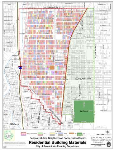RESIDENTIAL BUILDING MATERIALS MAP NOTES: The Residential Building Materials Map refers to the type of exterior material found on residential structures throughout the neighborhood.