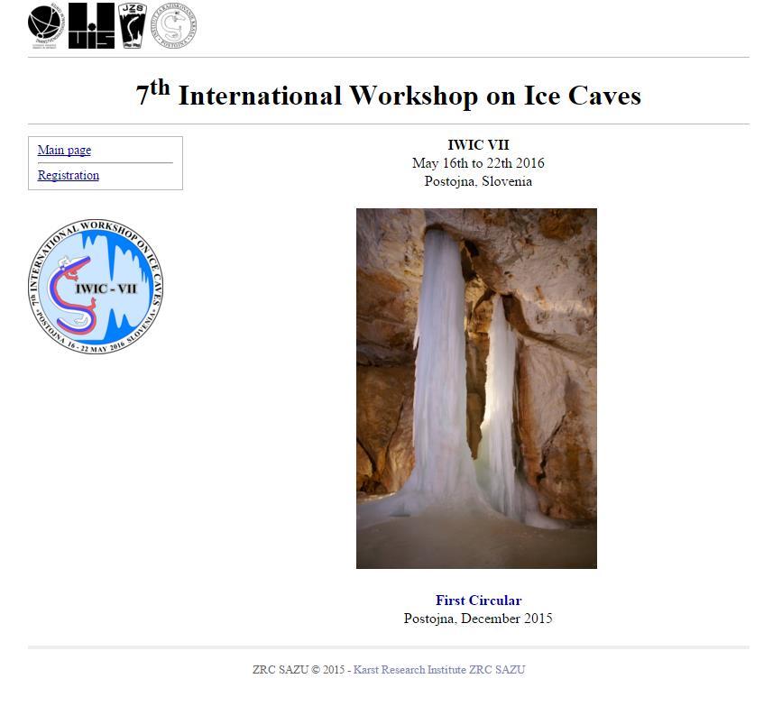 Vabilo 7 th International Workshop on Ice Caves - IWIC VII 16. 22.