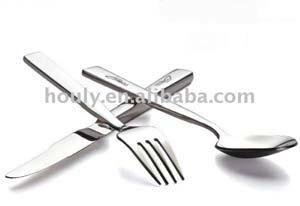 Product Sample HL 6066 3 piece Flatware Set Material: Blade: 18/8 grade Japanese made stainless steel Specs: Dinner Spoon: 20.