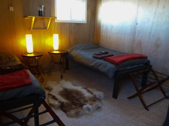 The cabins come complete with linens, duvet comforter and pillows, and in suite bathroom/shower. Each cabin is equipped with conventional North American power outlets.