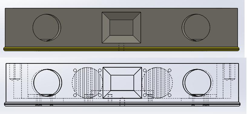 Slika 45. 2D prikaz prednje strane kućišta Otvor za leću projektora je četvrtastog oblika i dimenzija leće projektora ASUS S1 (Slika 46.).