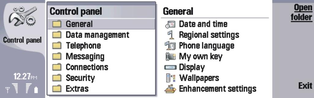 13. Control panel (Upravljačka ploča) U Control panel možete definirati i mijenjati različite postavke uređaja. Mijenjanje tih postavki utječe na rad uređaja u nekoliko programa.