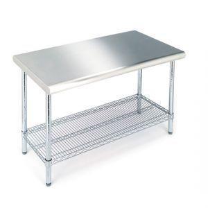 Item B-2.25 Table, Laundry, Small Table to receive dirty clothes. 1) Manufactured from 12 gauge polished stainless steel. 2) Robust table to resist daily bumps and scratches.