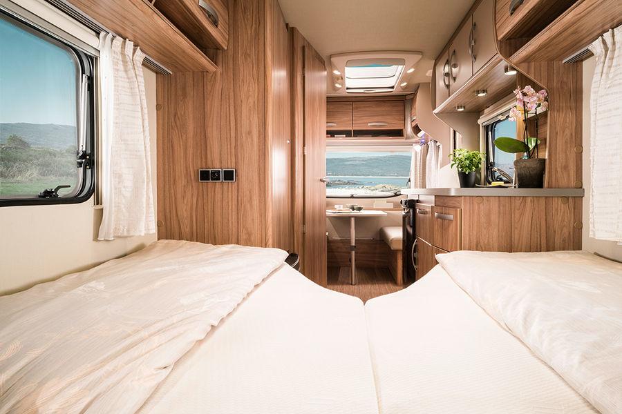 The roof hatch in the ERIBA Nova Light 465 allows lots of fresh air and light into the living area of the caravan.