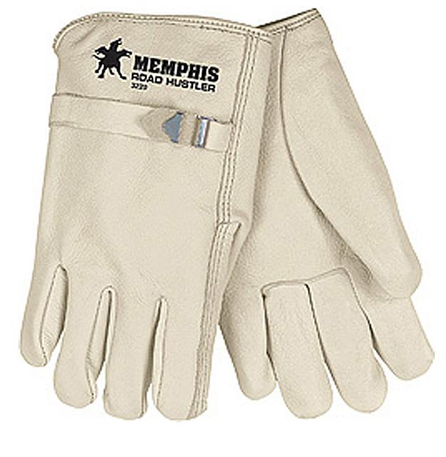 25 Available at additional cost: 2XL, 3XL Deluxe Leather Driver Glove, Pull Strap MCR, Memphis Road Hustler deluxe leather driver work gloves.